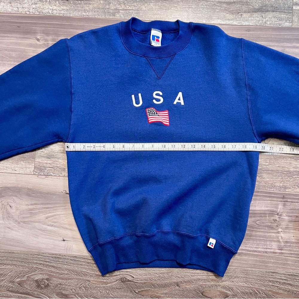 Vtg Russell Athletic USA Crewneck Sweatshirt S Unisex Embroidered Blue Olympics - Picture 12 of 12